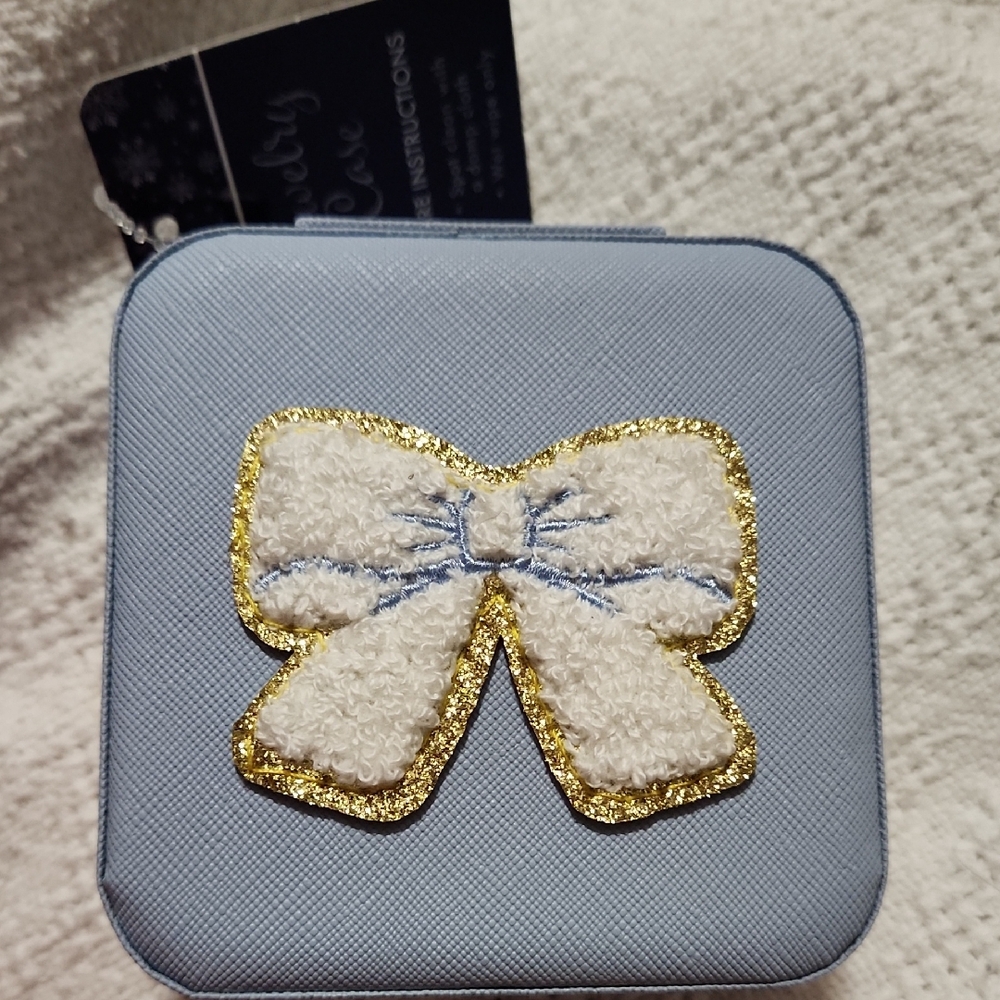 Blue Jewelry Box with White Bow